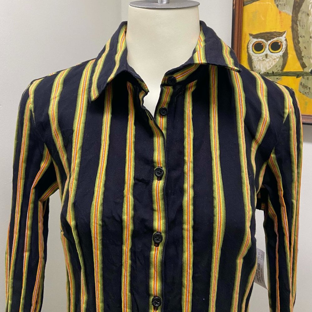 Joeleen Torvick Dress, Striped Black/Green/Yellow